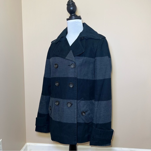 GAP Women's Black & Gray Double Breasted Casual Warm Feminine Peacoat Size L - Picture 6 of 12